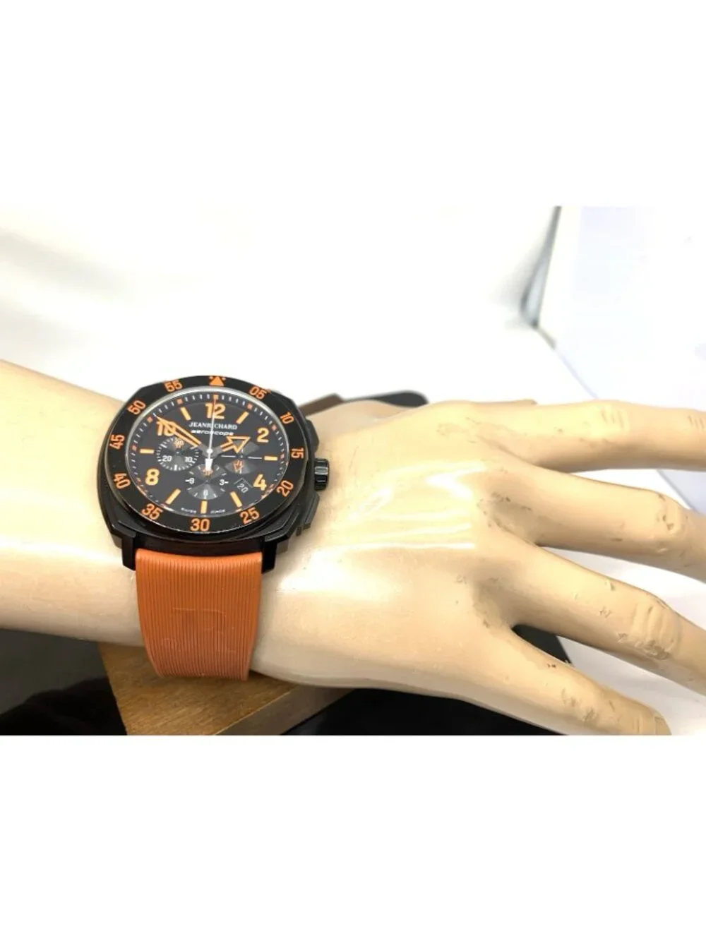 JeanRichard Aeroscope Men's Watch Swiss Automatic Chronograph Black Orange 46mm